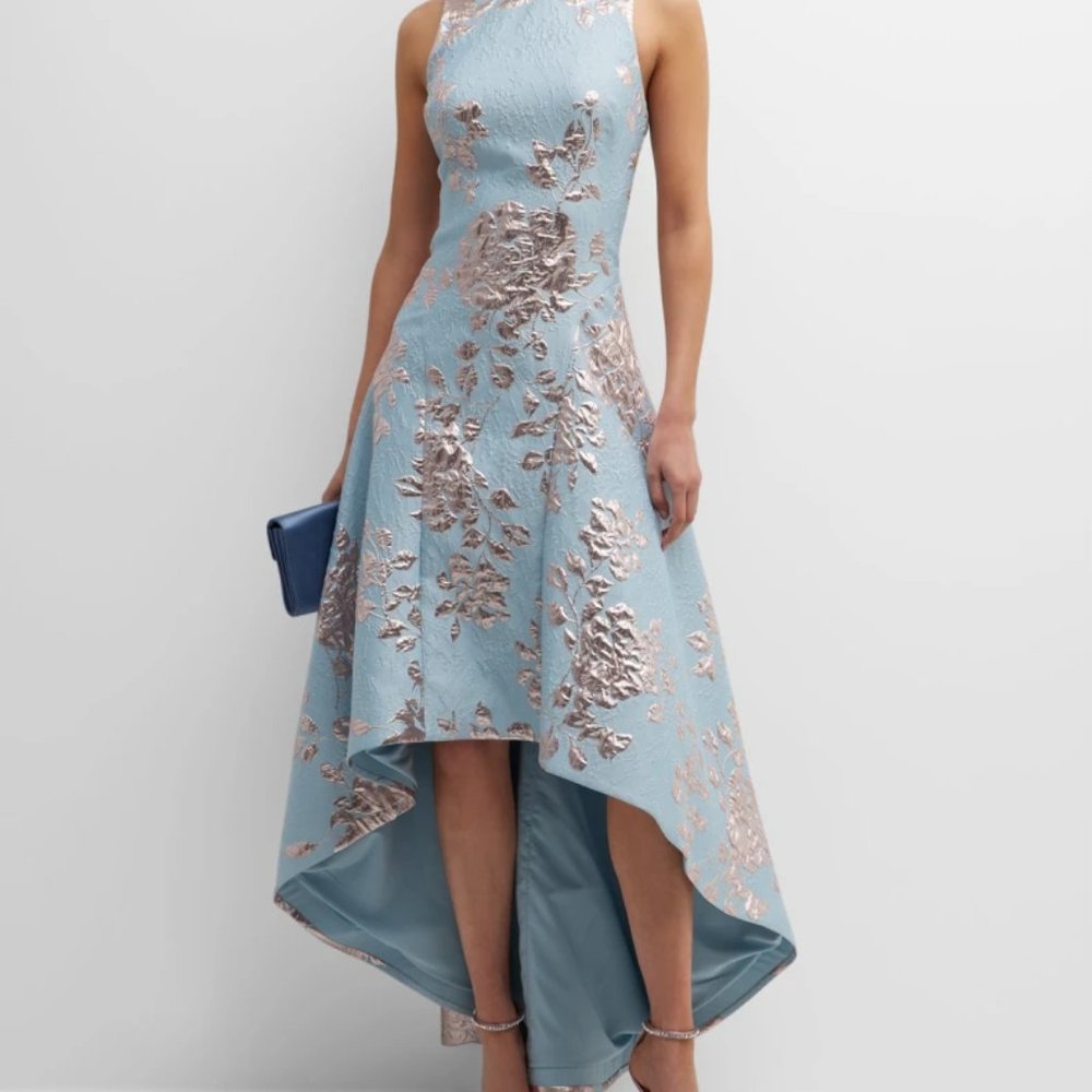 Gorgeous Rickie Freeman for Teri Jon Metallic High-Low Dress